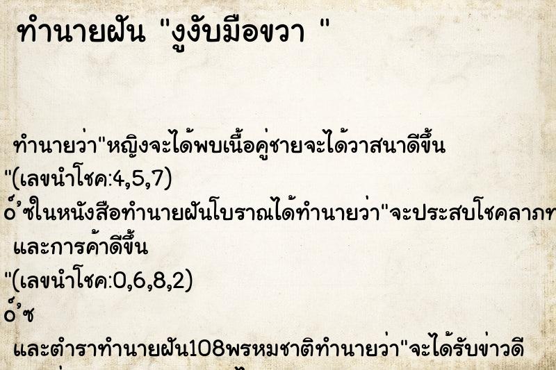 ทำนายฝันทำนายฝันงูงับมือขวา